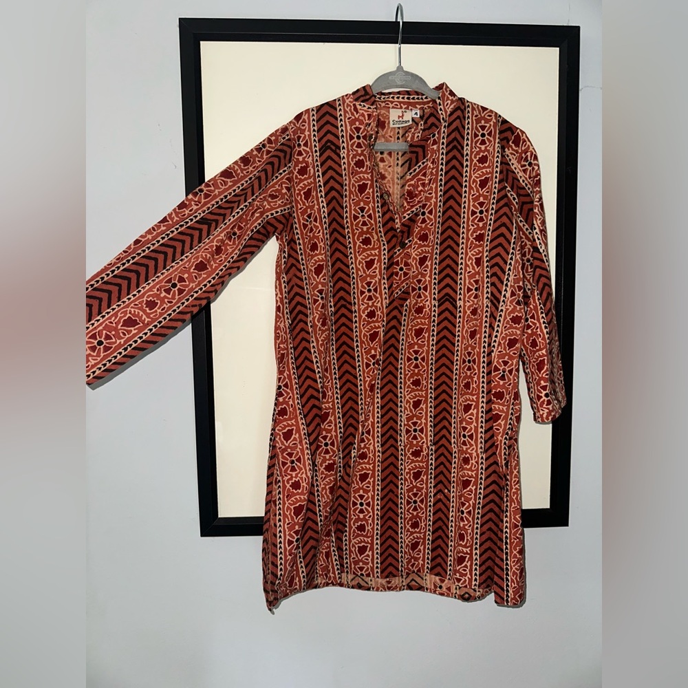 KIDS KURTA Red and Black Patterned Tunic Top Dress Size 4 Unisex